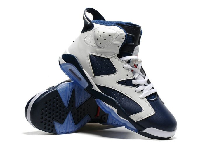 Classic Air Jordan 6 Dark Blue White Shoes